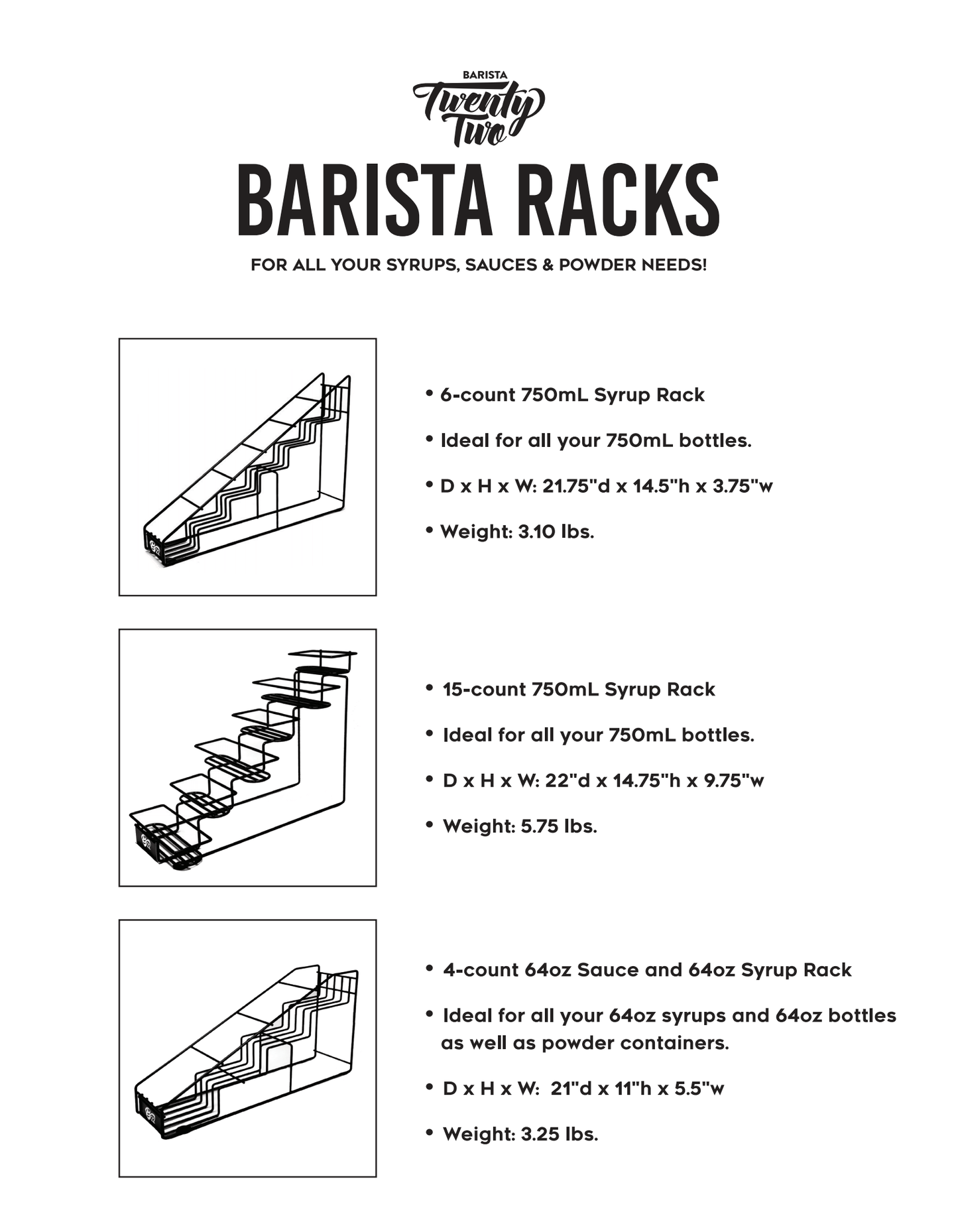 Barista 22 Syrup Racks